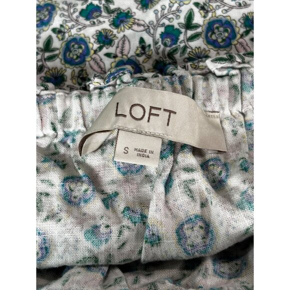 Loft Womens Floral Ruffle Sleeve Linen Blend Top Size S - Picture 4 of 9
